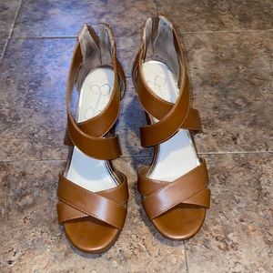 Jessica Simpson womens leather wedges
